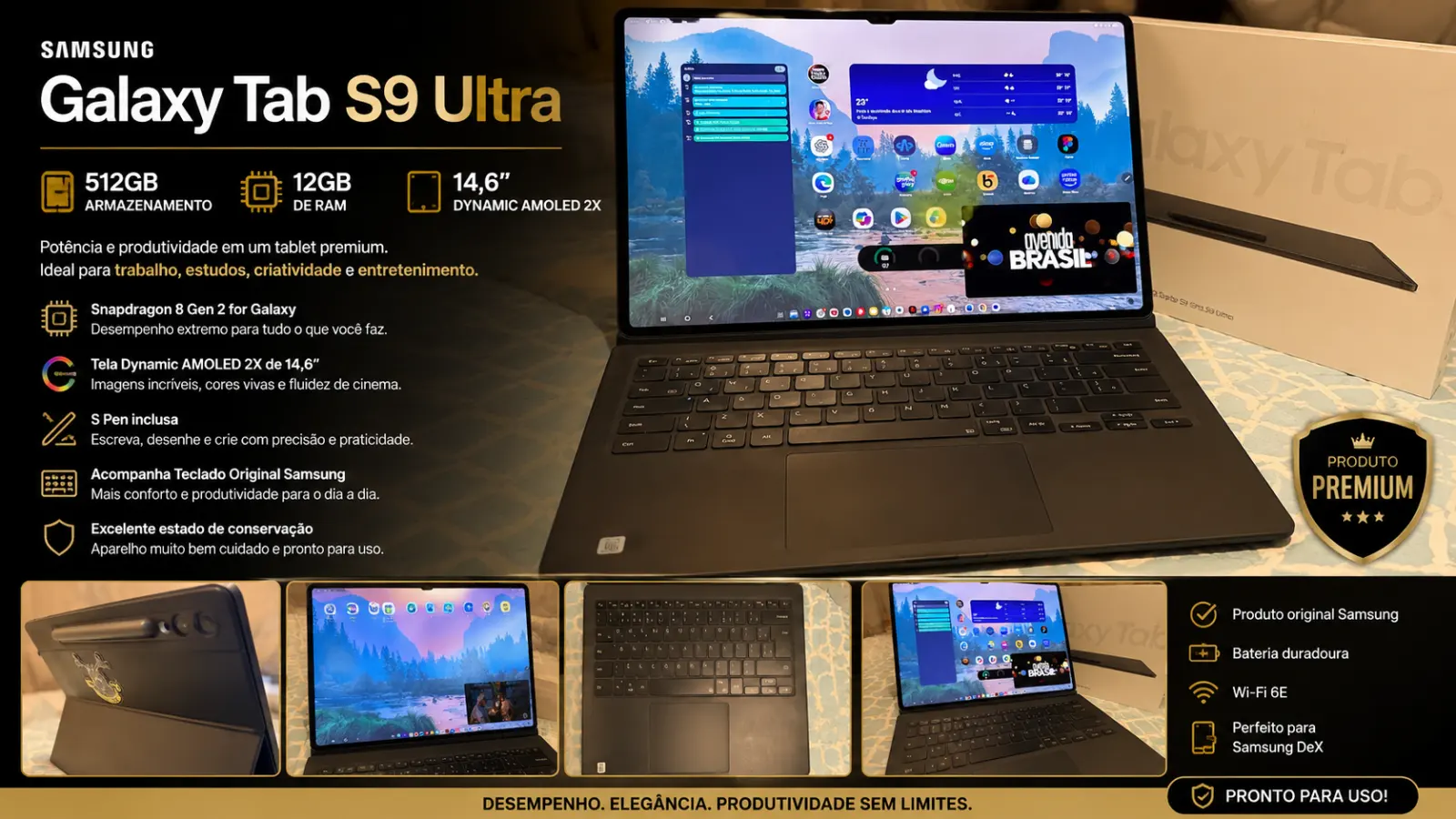 Samsung Galaxy Tab S9 Ultra 512GB + 12GB RAM + Teclado Original Samsung + SPen - Foto 1