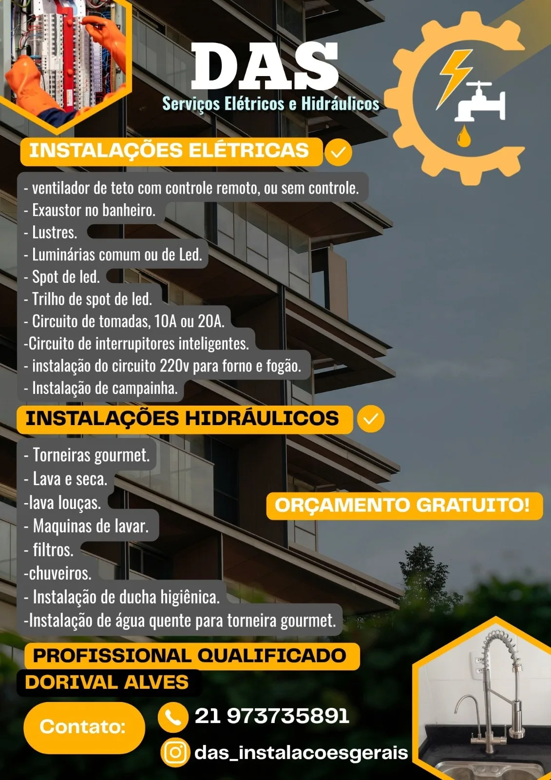 Capa da loja DAS serviços elétricos e hidráulicos