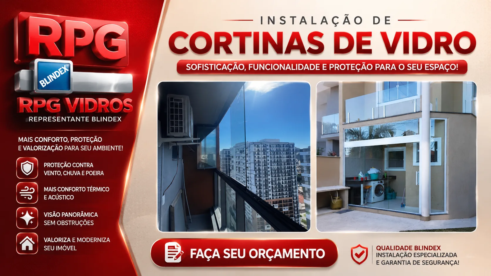Foto do produto Instalação de Cortinas de Vidro