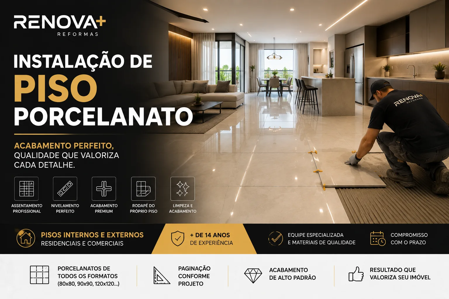 Instalação de Piso Porcelanato | Renova Mais